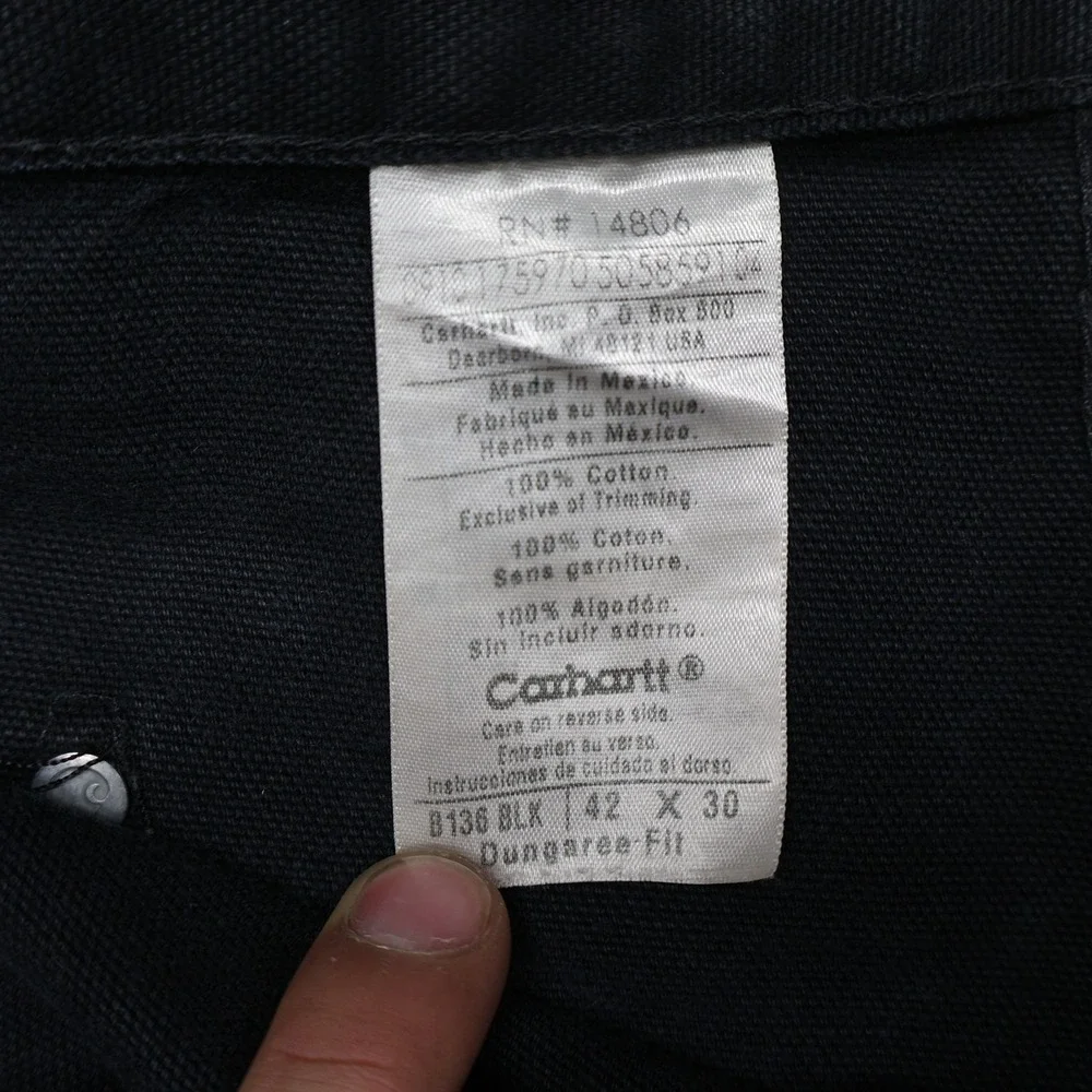 Carhartt Pants Mens 40x29 Black Loose Straight Washed Duck Double Knee B136 READ